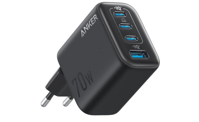 Anker Zolo USB C Wall Charger, 4-Port, PD 3.0 Wall Adapter with 70W Max Output, 3 USB-C and 1 USB-A, Compact and Stable Design, for iPhone 17/16 Series, MacBook, iPad, Pixel, Galaxy, and More (Black)